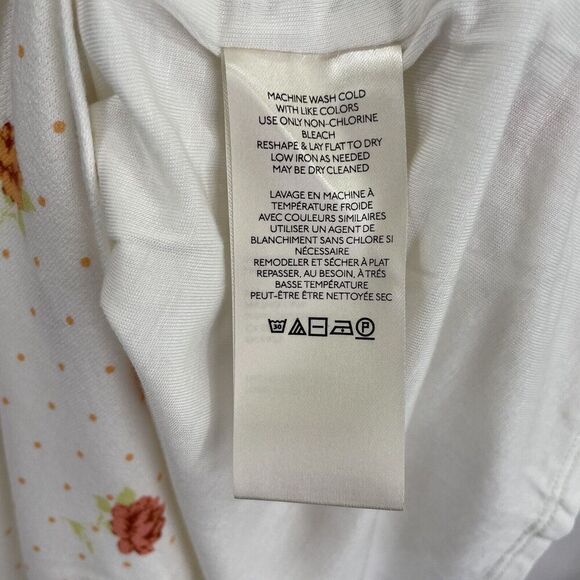 Free People Dress Womens Medium White Orange Floral Boho Peasant Fairy NWT - Picture 14 of 16